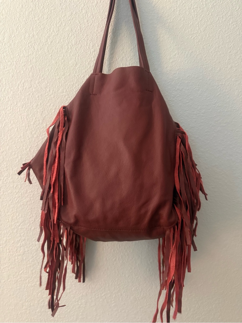 Cleobell Hendrix fringe leather Tote Bag - oxblood